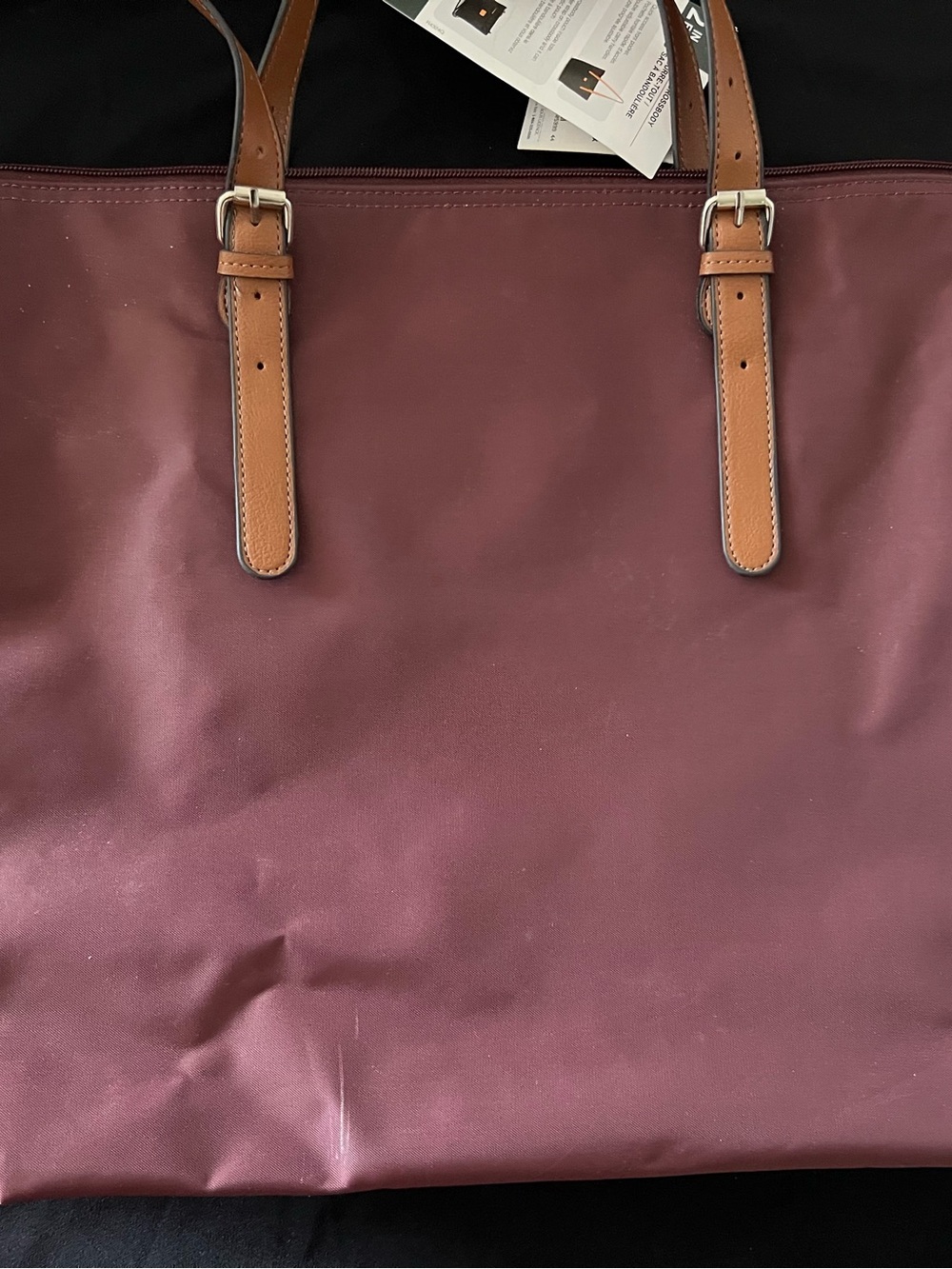 Roots Burgundy Tote with Tan Leather Handles (NWT)